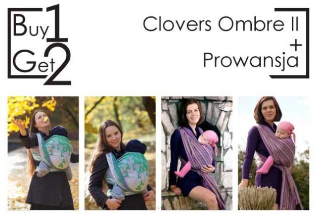 Buy1Get2 Clovers Ombre II 5.2 + Prowansja RING L chusta dla dziecka, chusty dla dzieci, chusta dla niemowląt, chusty dla niemowląt, chusta do noszenia dziecka, chusty do noszenia dzieci, bezpieczna chusta, bezpieczne chusty