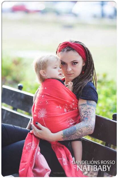 Ring Sling Natibaby Muster Dandelions Rosso S2.jpg