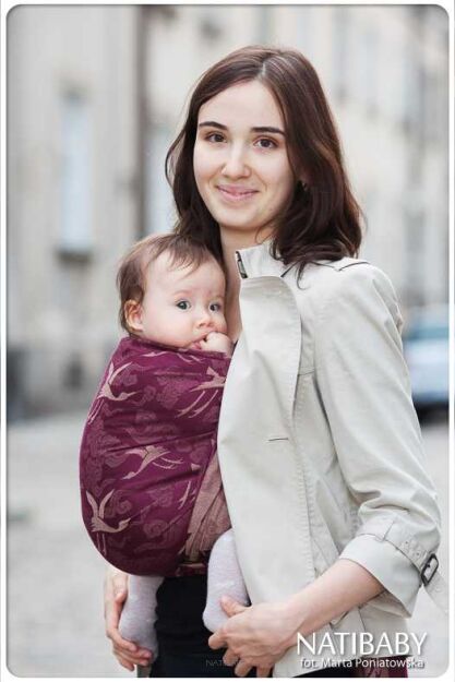 Ring Sling Natibaby Muster Crane Maroon ses2.jpg